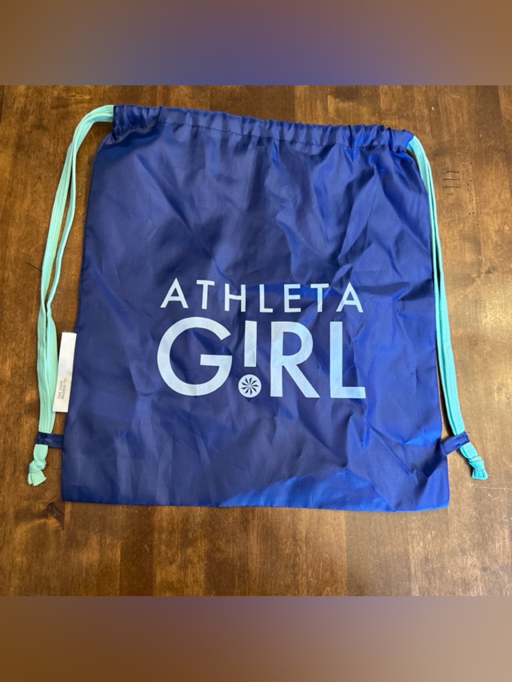 Athleta Girl Backpack Blue Neon‎ Drawstring Bag Dance Cheer Poms Ballet Class